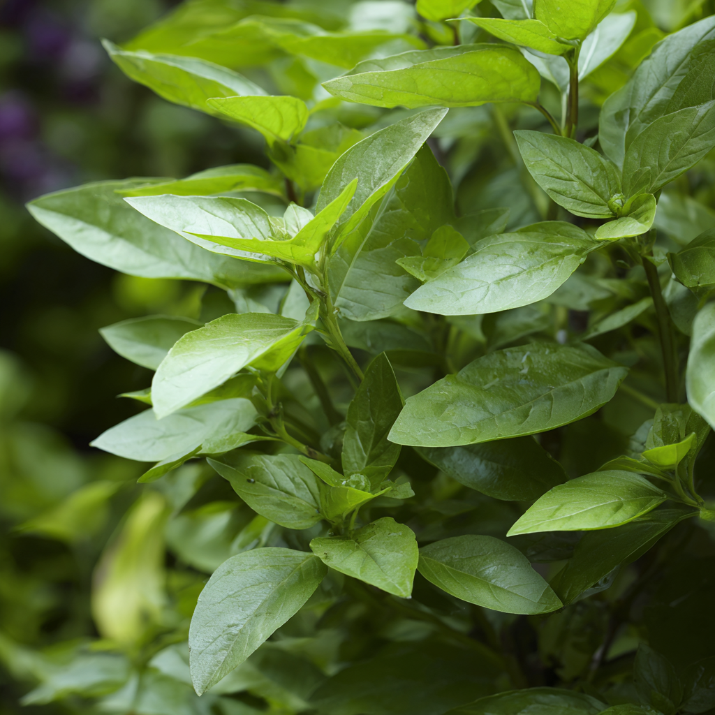 Lemon Basil herb growing in a garden